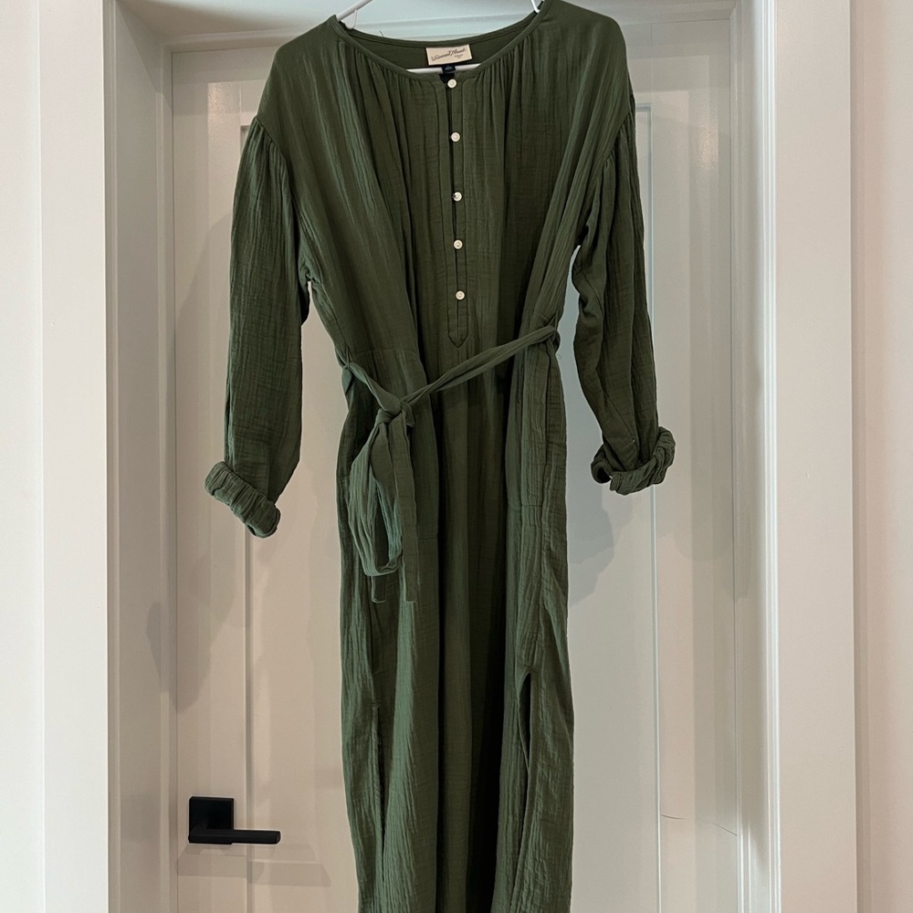 Threshold, green belted maxi dress with buttons. Size small